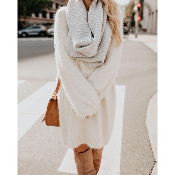 O Neck Women Winter Casual Long Sweater