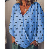 Casual Polka Dot V Neck Blouse