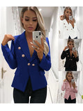 Fashion Fall Women Turn down collar button long sleeve blazers