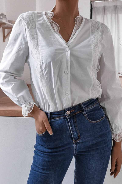 Women Long Sleeve Flared Sleeve Solid Color Shirt Tops