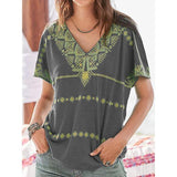Daily Casual Printed V-Neck Blouse