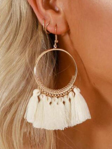 Women Bohemia Ring Tassel Earrings Accessories