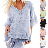 Casual Loose Solid Color Blouse