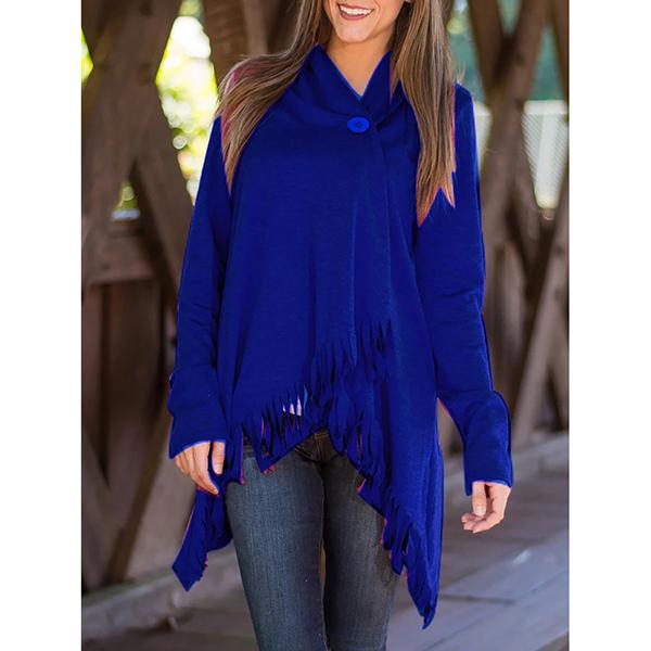 Casual V Neck Solid Color Outerwear Blouse