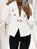 Fashion Fall Women Turn down collar button long sleeve blazers