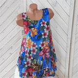Casual Sleeveless Flower Printed Blouse