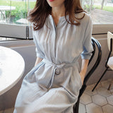 Women Summer Fashion Seven Sleeve Linen Casual Dress