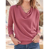 Casual Round Neck Solid Color Blouses