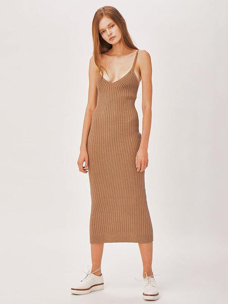 Knitting Sexy Simple Solid Midi Dresses