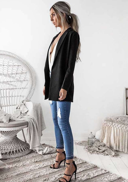 Fashion Pure Lapel Long sleeve Tee Blazer