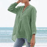 V-Neck Loose Autumn Solid Casual Blouses