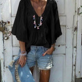 Casual V Neck Loose Blouse