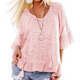 Casual Loose Solid Color Blouse