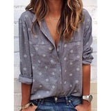 Fashion Women's Casual Lapel Dot Blouse