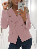 Fashion Fall Women Turn down collar button long sleeve blazers