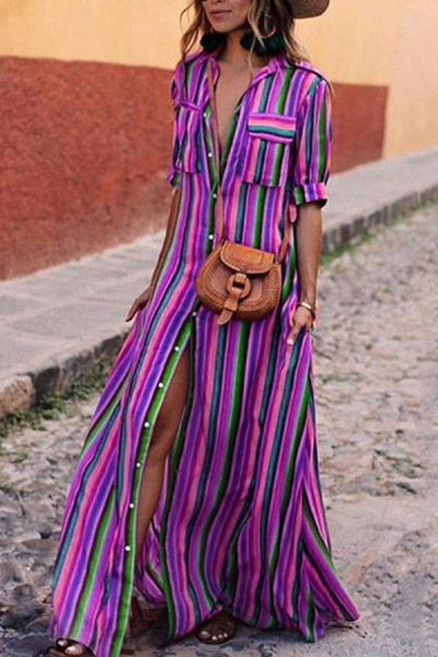 WanaDress Rainbow Stripe Maxi Dress
