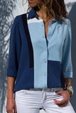 Women Casual V-Neck Print Stitching Long-Sleeved Spun Shirt£¨4 colors£©