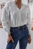 Women Long Sleeve Flared Sleeve Solid Color Shirt Tops