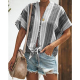 Stripe Long Sleeve Blouse Casual Shirt