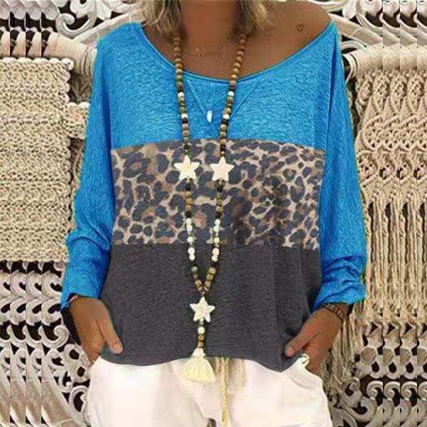 Casual Patchwork Leopard Loose Blouses