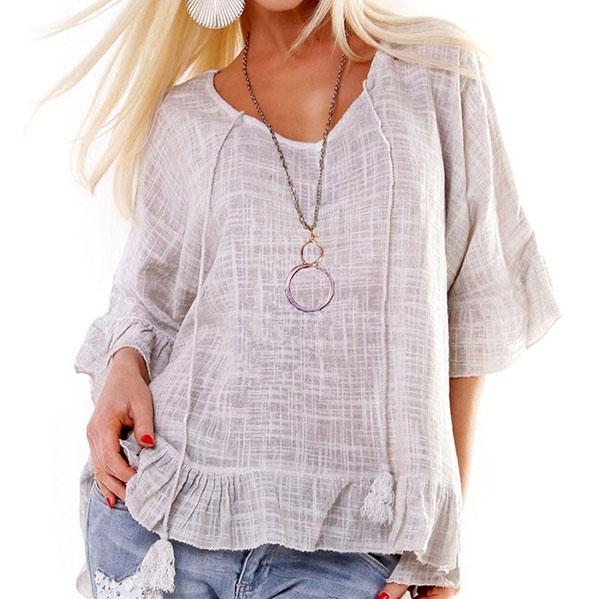 Casual Loose Solid Color Blouse