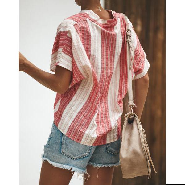 Stripe Long Sleeve Blouse Casual Shirt