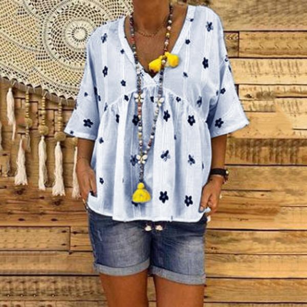 Loose Casual V Neck Blouse