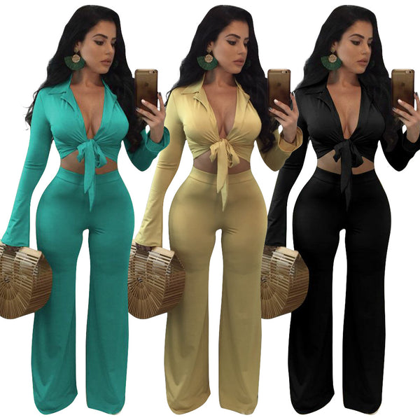 Women Solid Two Piece Set Jumpsuits 