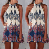 Explosion style fashion loose print sleeveless sexy mini dress