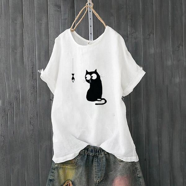 Daily Casual Lovely Cat Printed Blouse