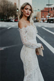 WanaDress Off Shoulder Fishtail Hem Long Sleeve Lace Dress