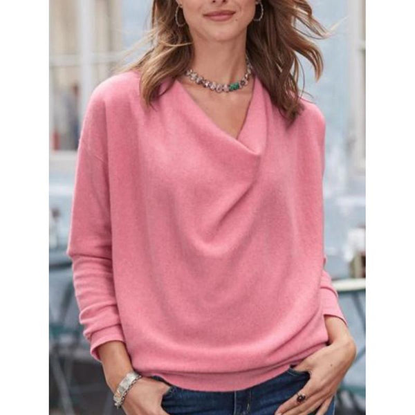 Casual Round Neck Solid Color Blouses