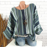 Casual Stripe Bat Sleeve Blouse