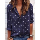 Fashion Women's Casual Lapel Dot Blouse