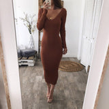 Long Sleeve Long Knitted Sweaters Dresses