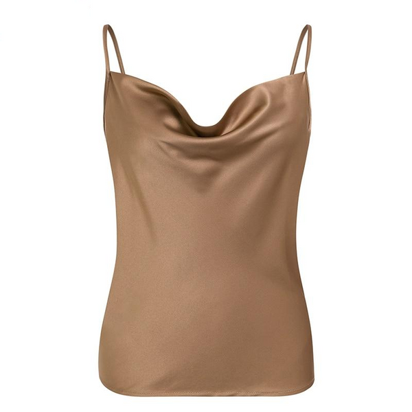 Women Spaghetti Strap Solid Satin Backless Sexy Camis Shirts