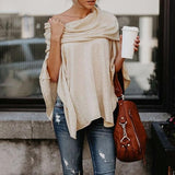 Women Off Shoulder Asymmetric Hem Plain Blouses