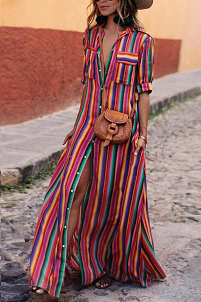 WanaDress Rainbow Stripe Maxi Dress
