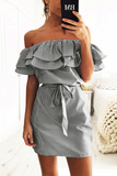 WanaDress Ruffled Pinstripe Mini Dress