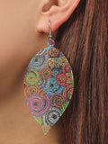 Colorful Printed Hollow Leaf Earrings Accessories