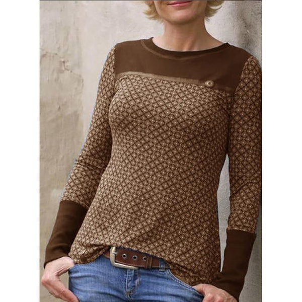 Round Neck Long Sleeve Casual Shirts & Tops
