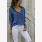 Women Solid Color Sexy Deep V-neck Loose Blouses