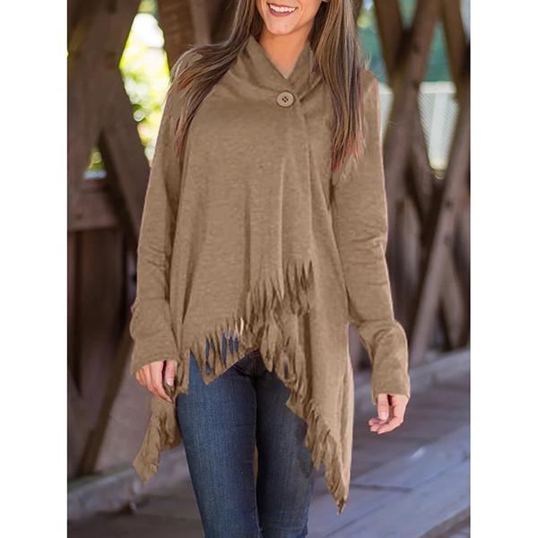 Casual V Neck Solid Color Outerwear Blouse