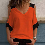 Loose Strapless Stitching Color Loose Blouse