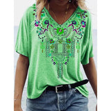 Women V-Neck Boho Summer Blouse