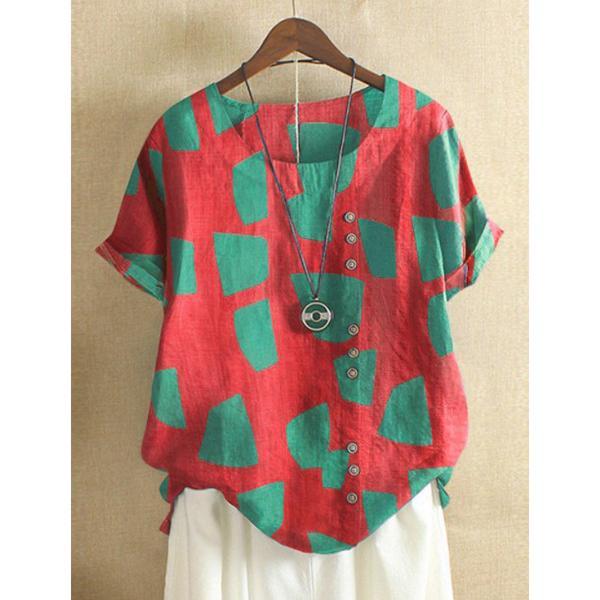 Casual Round Neck Printed Cute Tops