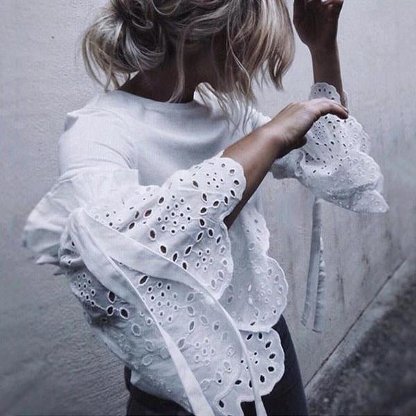 Chic Ruffle Sleeve Casual Blouse