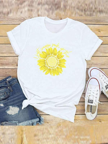 Round neck Short sleeve Floral printed T-shirts