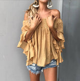 Casual Printed Bare Shoulders Loose Blouse