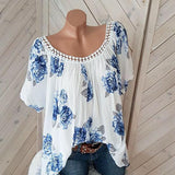 Plus Size Flower Printed Loose Blouse